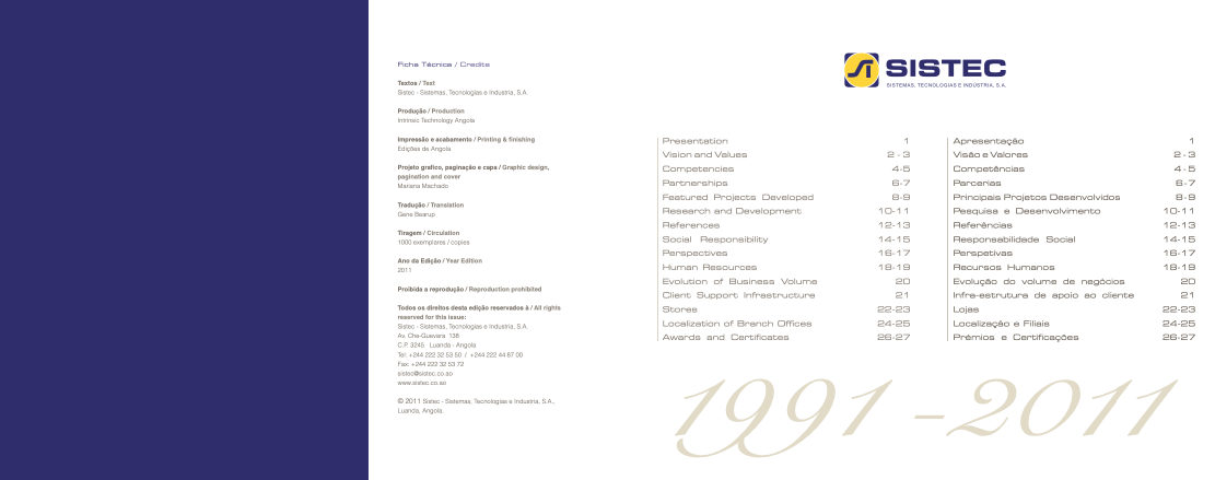 Algumas das telas internas